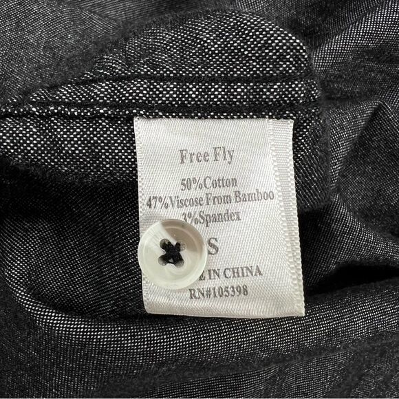 Free Fly Men's Sullivan's Bamboo Button Down Shirt Chambray Charcoal S - Picture 9 of 12
